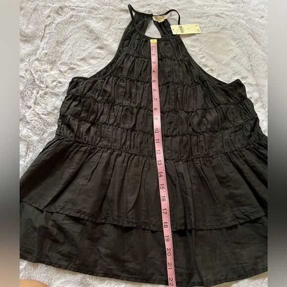 Anthropologie Pilcro Ruffled Sleeveless 100% Cotton Black Top XS MSRP $90 NWT - Picture 6 of 6
